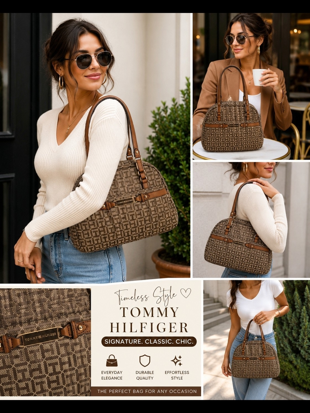 ✨️💥 Tommy Hilfiger Brown Signature Tote Bag - Timeless 💥✨️ Classic